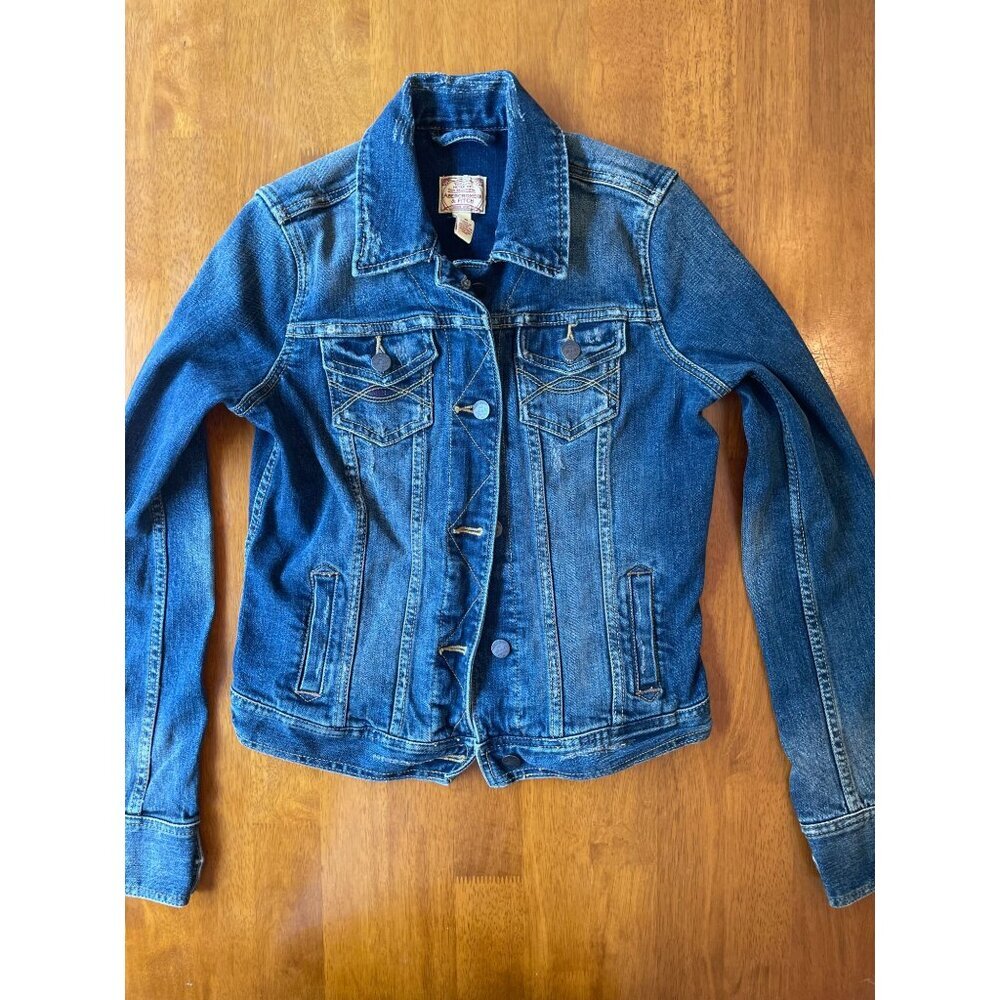 Vintage Abercrombie & Fitch Denim Jacket S Y2K Distressed Grunge - Picture 1 of 12